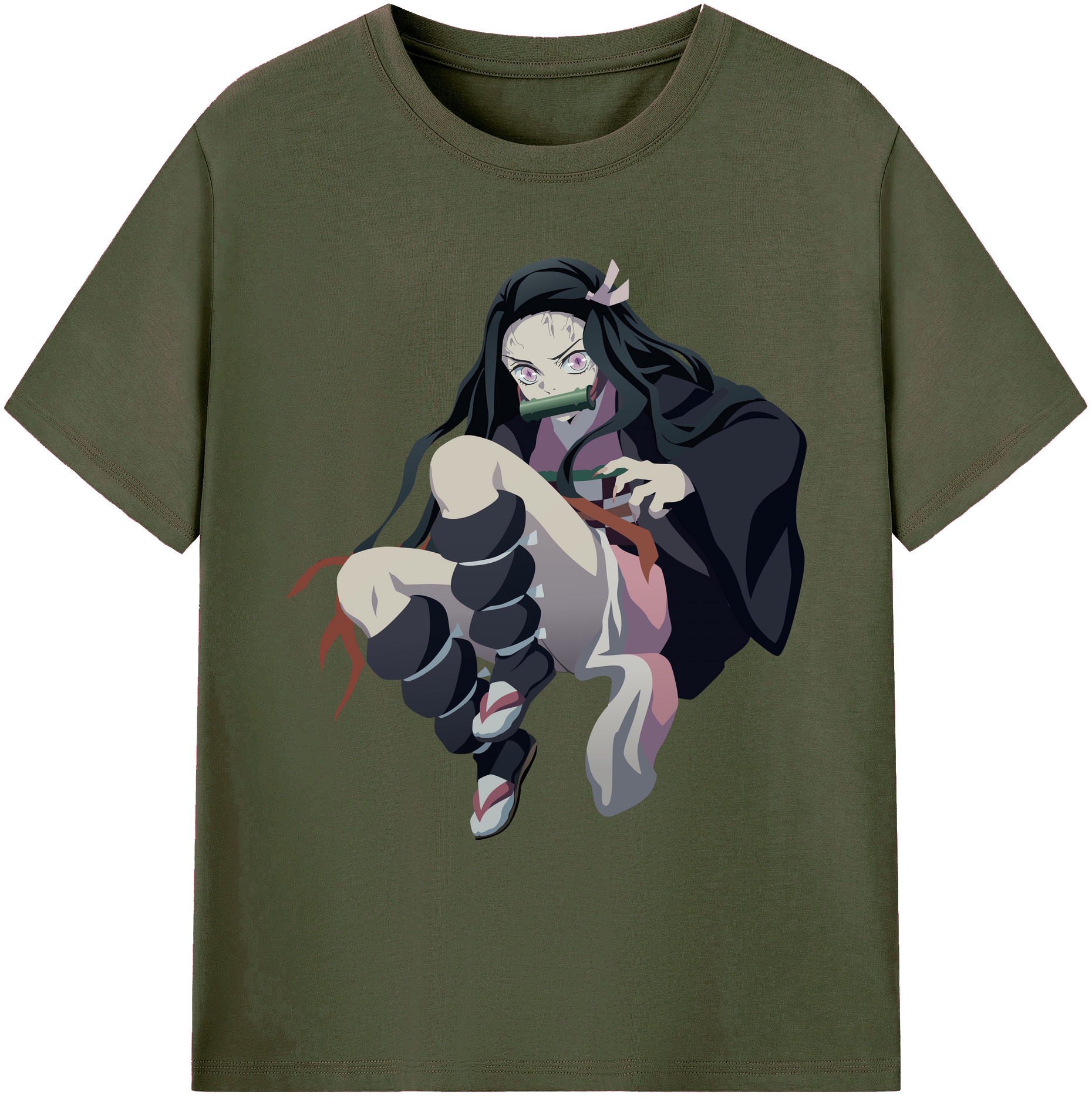 （画像用） 鬼滅の刃（きめつのやいば）竈門 禰󠄀豆子／かまど ねずこ Kamado Nezuko 綿100％ メンズ半袖Tシャツ｜肌触りやわらか＆通気性